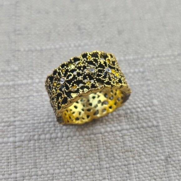 Fashion Ring Band Gold Tone Antique Style Finger Band Unisex Size 9.5 Unbranded - Picture 5 of 10